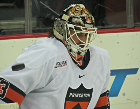 Colton Phinney was officially credited with 45 saves in an outstanding performance in the first round of the Liberty Hockey Invitational (Photo: Mike Ashmore)